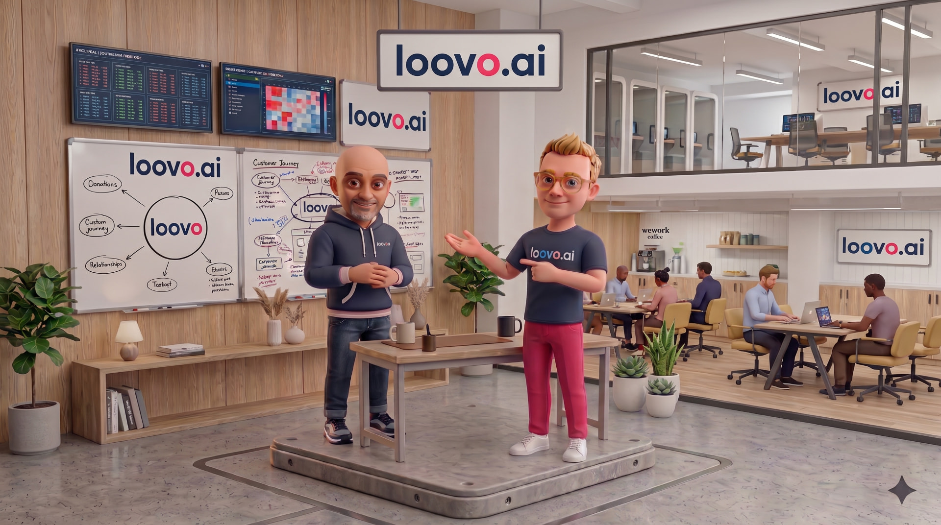 Illustration of kovly founders Stuart Thornton and Manish Chawda in the kovly office